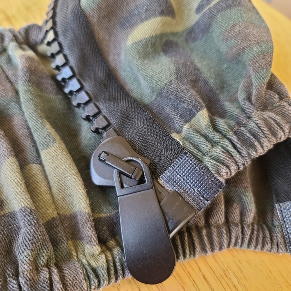 Fashion Nova Camo Oversized Zipper Front Tube Top XS Crop Denim Cotton - Picture 12 of 14